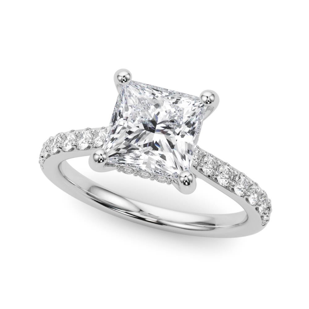 VS F 1.35-3.65Ct Princess Cut Hidden Halo Engagement Ring Lab Grown Diamond Gold