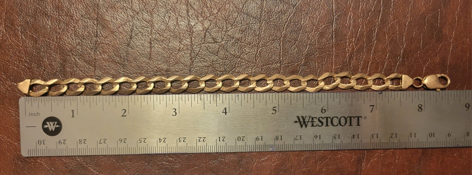 14k Rose Gold Flat Cuban Link Chain Bracelet 9mm wide,15.988 gram, 8 1/2″ length