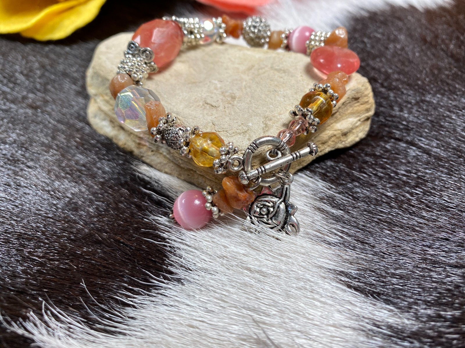 Colorful Bracelets Wholesale Lot of 12 Multi Color Angel Beaded Toggle Bracelet