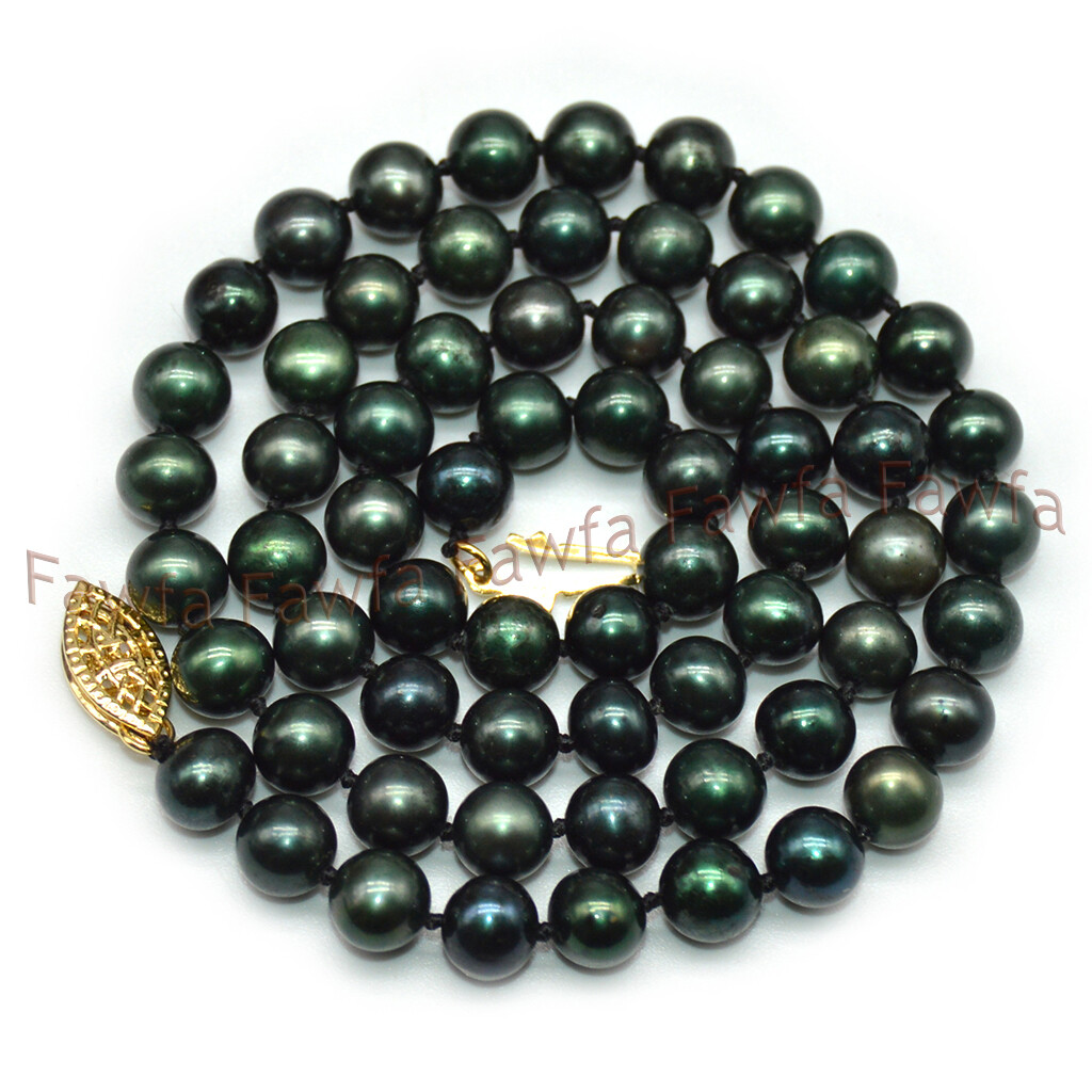 fashion Natural 6-6.5mm Tahitian Freshwater Peacock Black Pearl Necklace 18”
