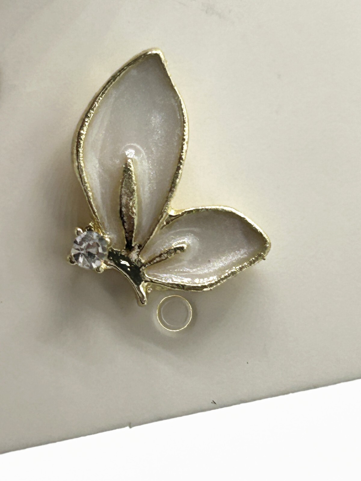 Butterfly Wing Design with Crystals Stud Fashion Earrings Push-Back Closure