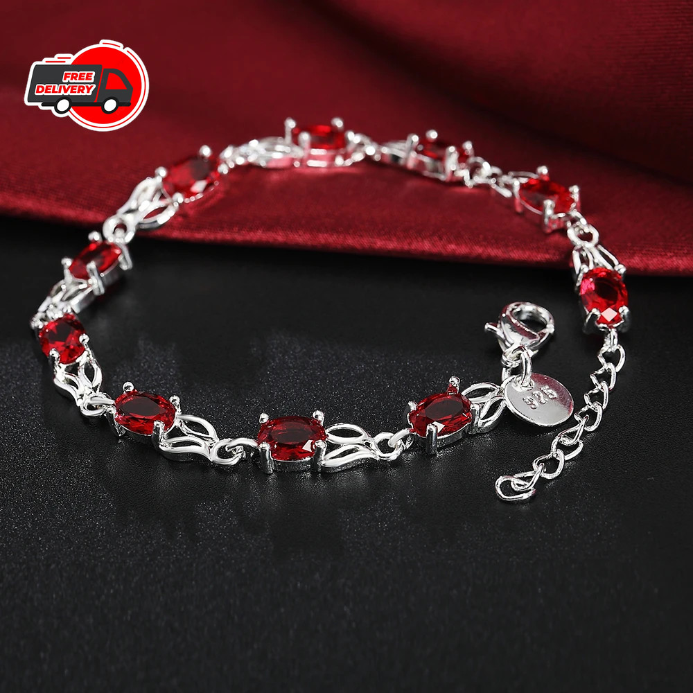 925 Sterling Silver Charm Glossy Bead Bangle Women’s Fashion Bracelet Jewelry