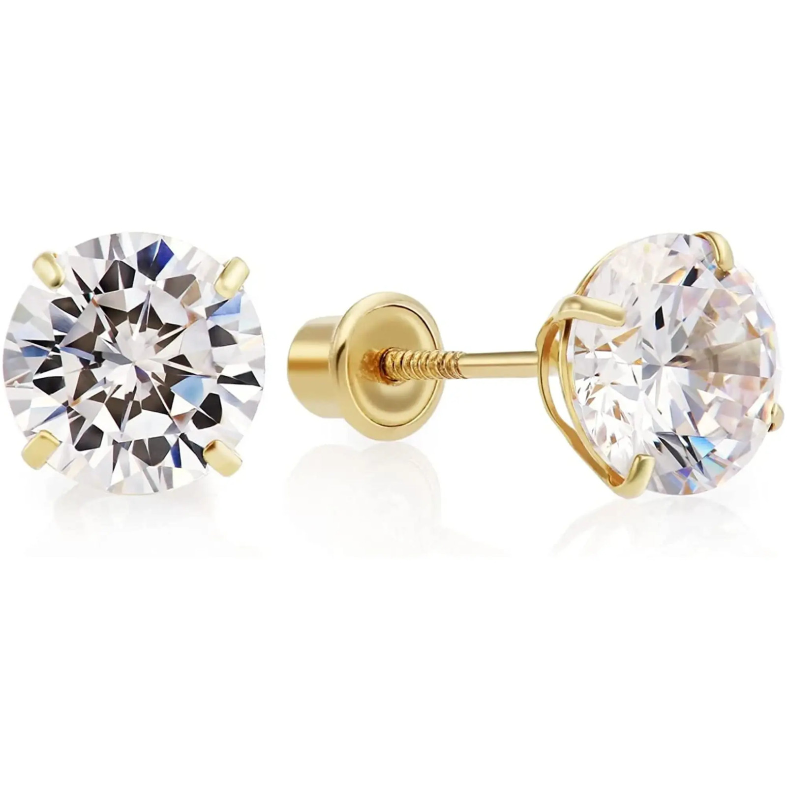2.75 ct. Exquisite White Sapphire Screw back Stud Earrings – 14k Yellow Gold