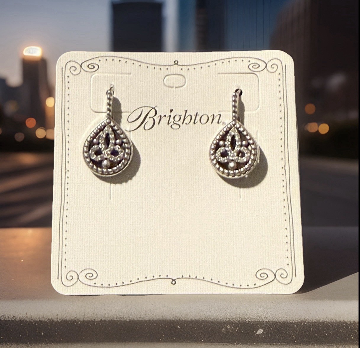 Brighton Earrings Illumina petite fleur crystal Lever Back NWT