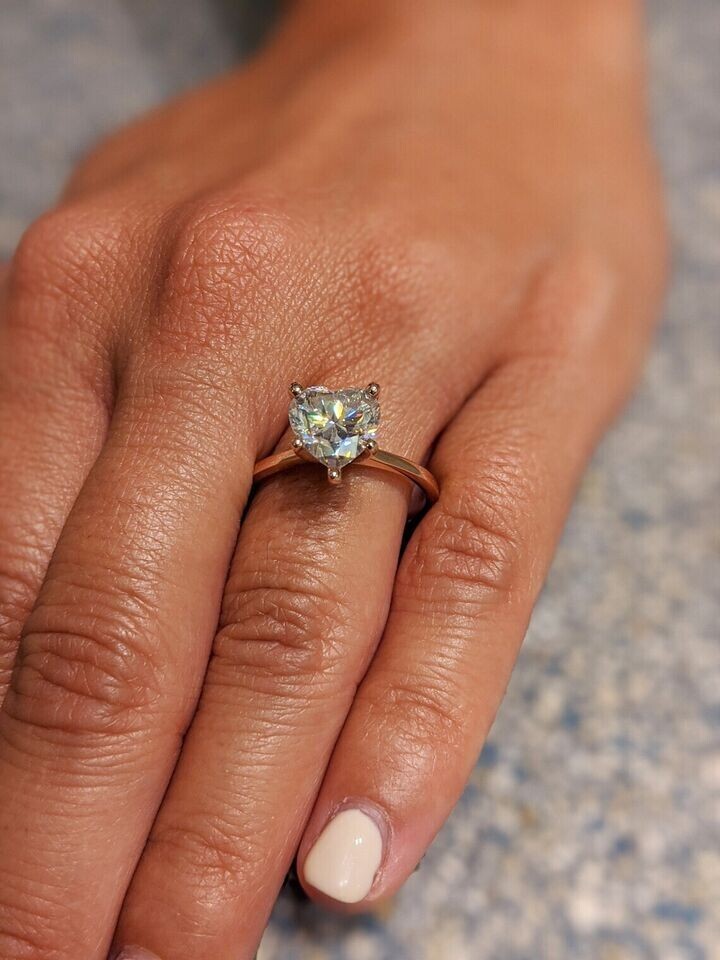 4.00 Ct Certified Heart Cut Solitaire White Treated Diamond 925 Silver Ring