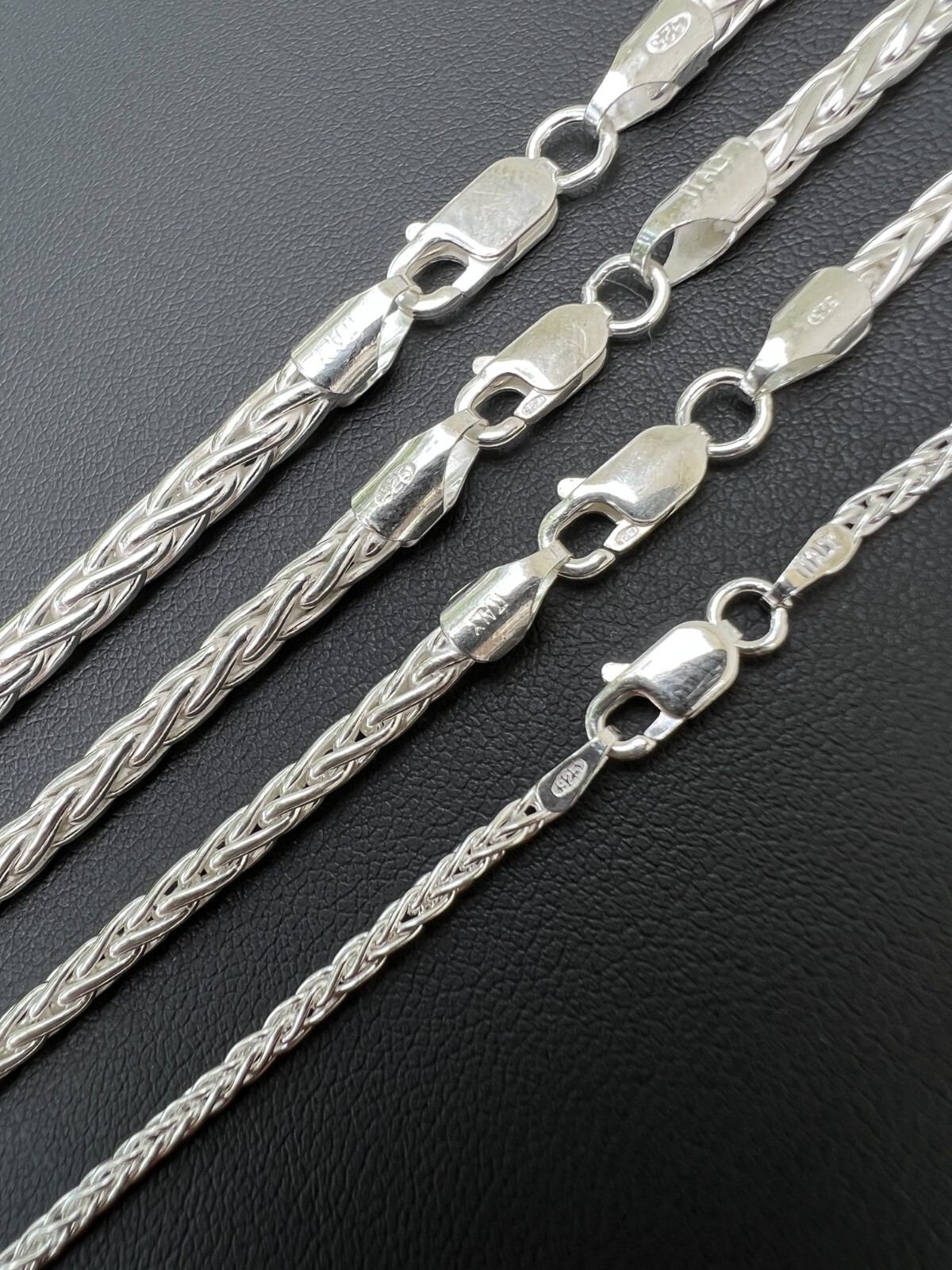 Real Solid 925 Sterling Silver Spiga Rope Wheat Chain Necklace 2-5mm 16-30″