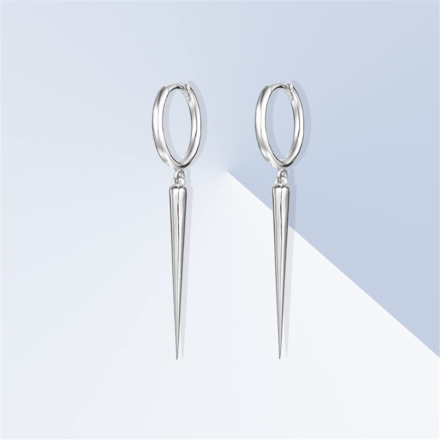 Spike Dangle Drop Hoop Earrings for Women Men Sterling