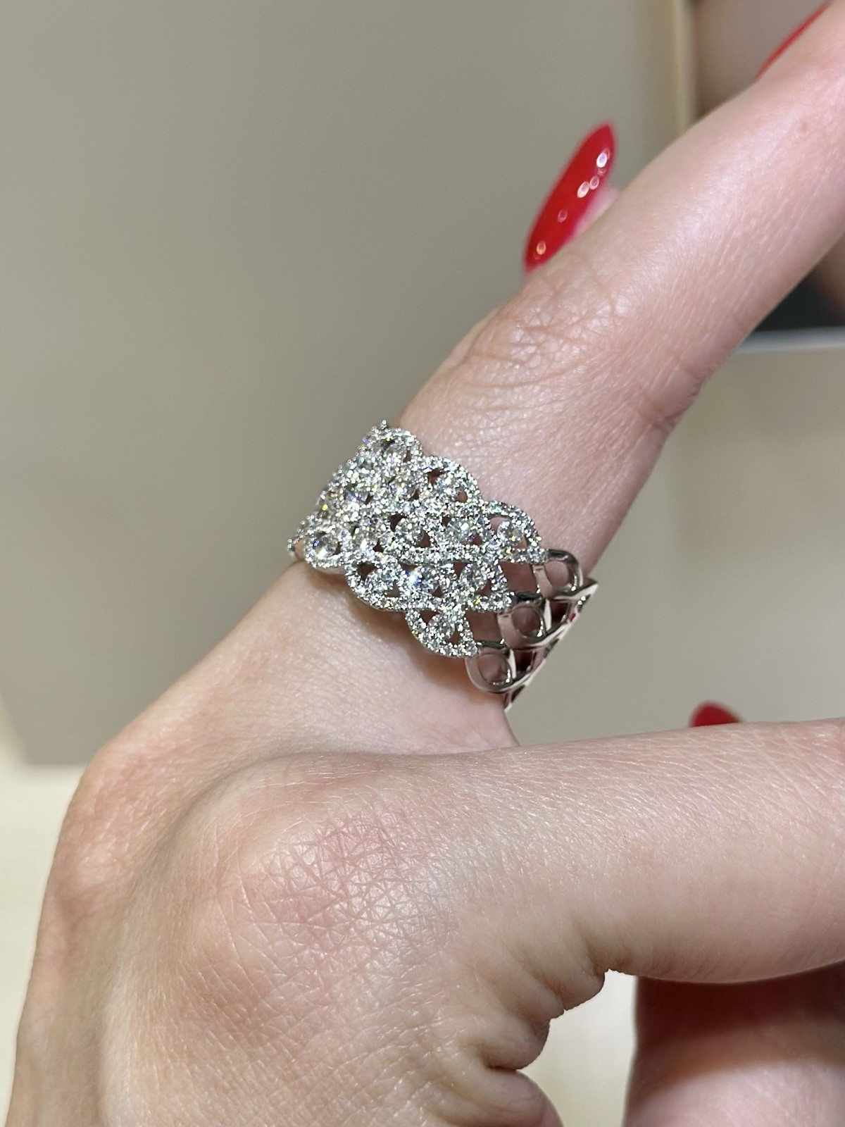 Wide Diamond Band Ring 18K White Gold Approx. 1.50 CTW