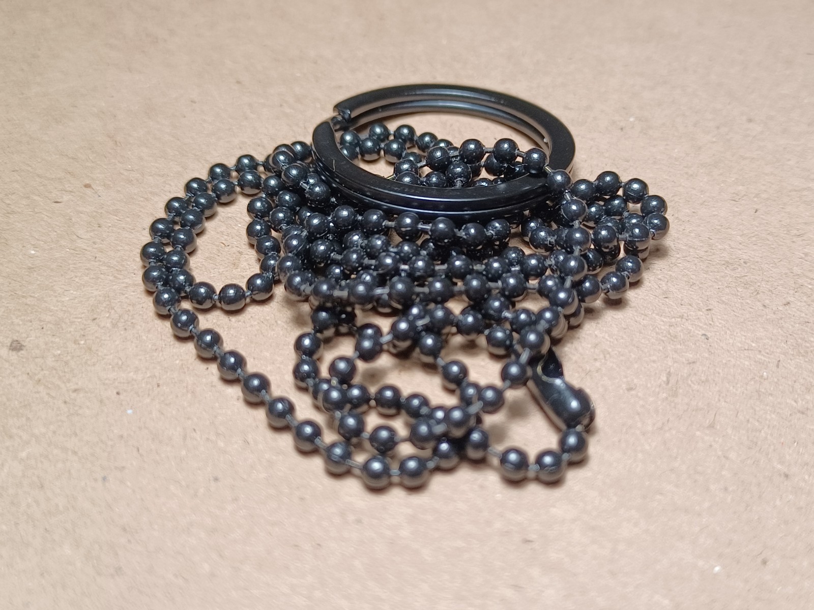 30″ 2.4mm Military Ball Bead Chain Necklace with one 25mm Split Ring Key Ring