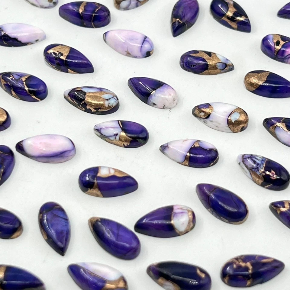 AAA+ Purple Buffalo Turquoise Cabochon Long Pear Loose Gemstone Jewelry Making