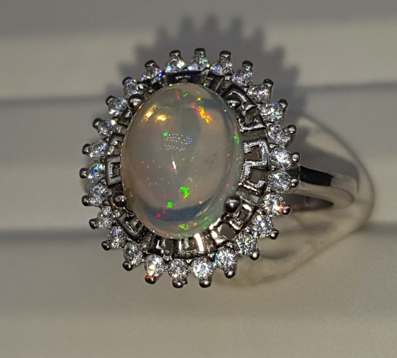 4.24Grams Natural Multi Fire Opal Silver Ring 925 Sterling Silver Ring Size 7