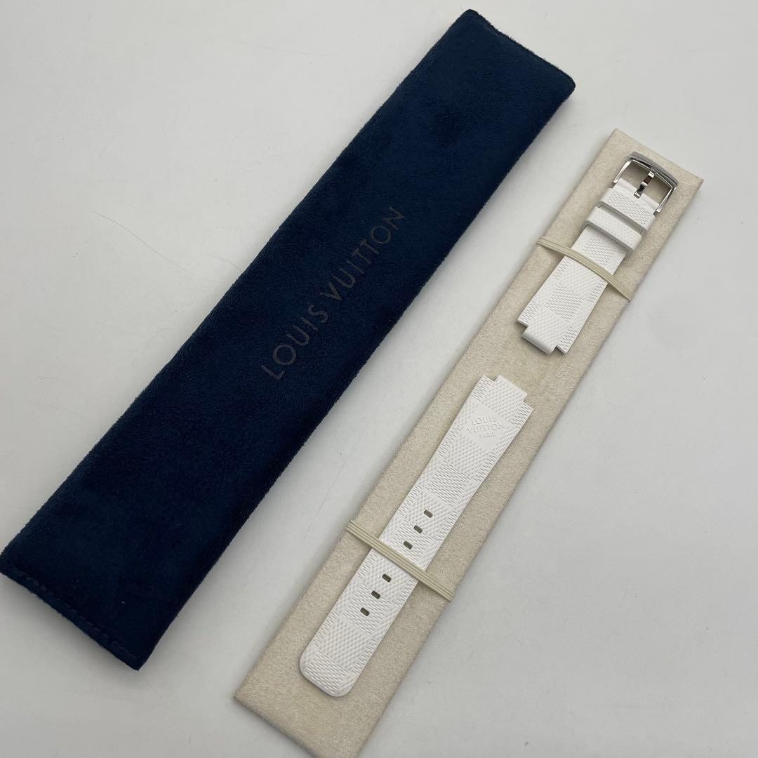 LOUIS VUITTON Tambour Horizon Rubber Watch Strap White R15062 BW1118