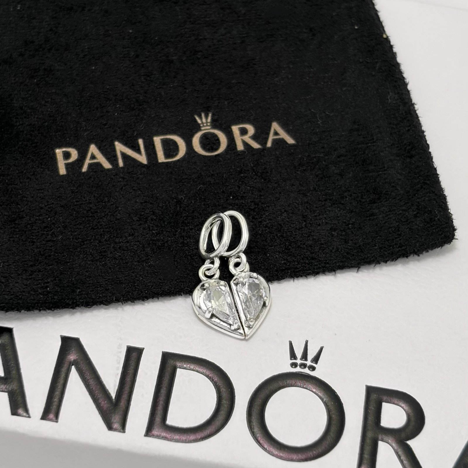 100% NEW PANDORA 925 Silver Splittable Mother & Daughter Dangle Charm, 792643C01