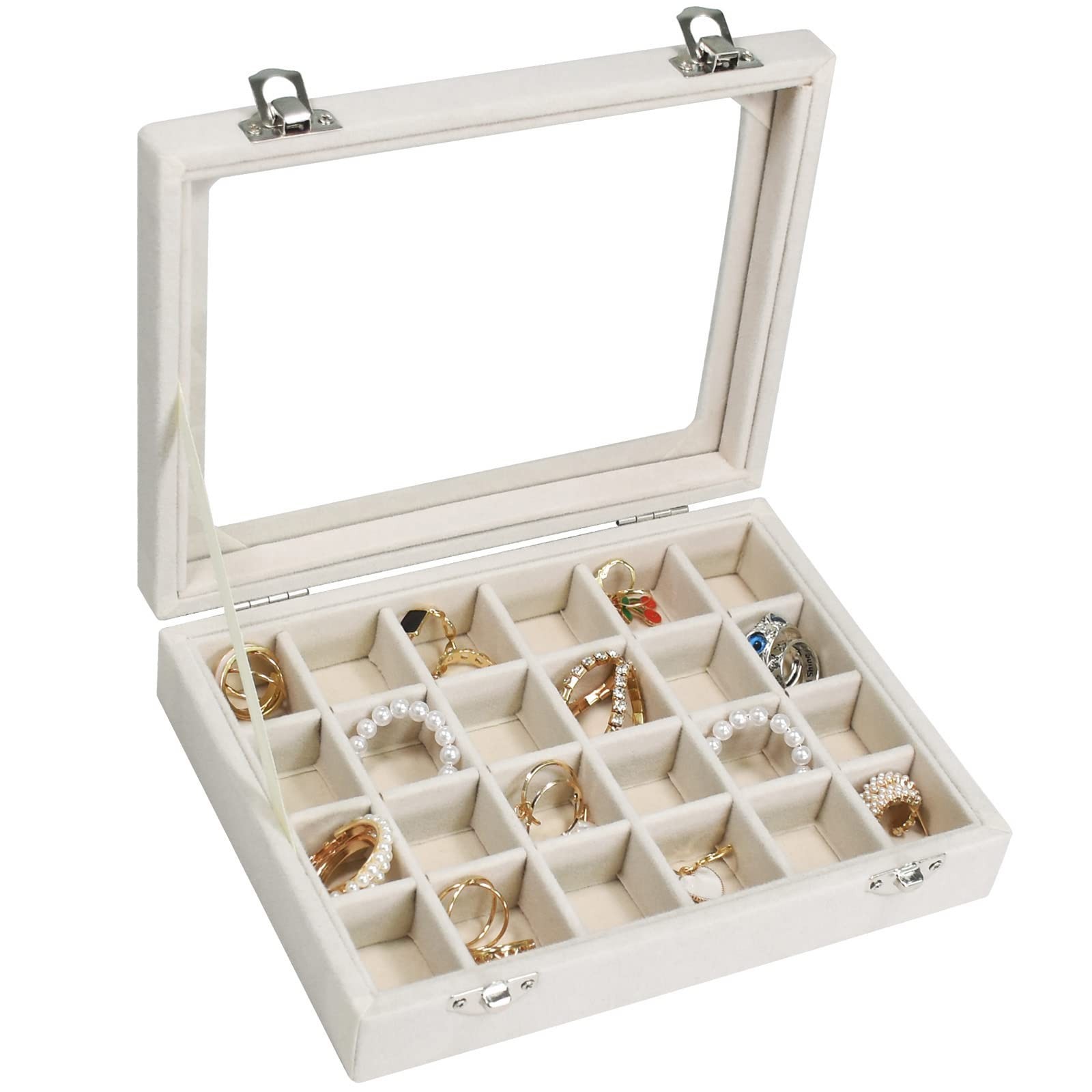 velvet jewelry box 24 grid jewelry ring display organiser box tray holder ear…
