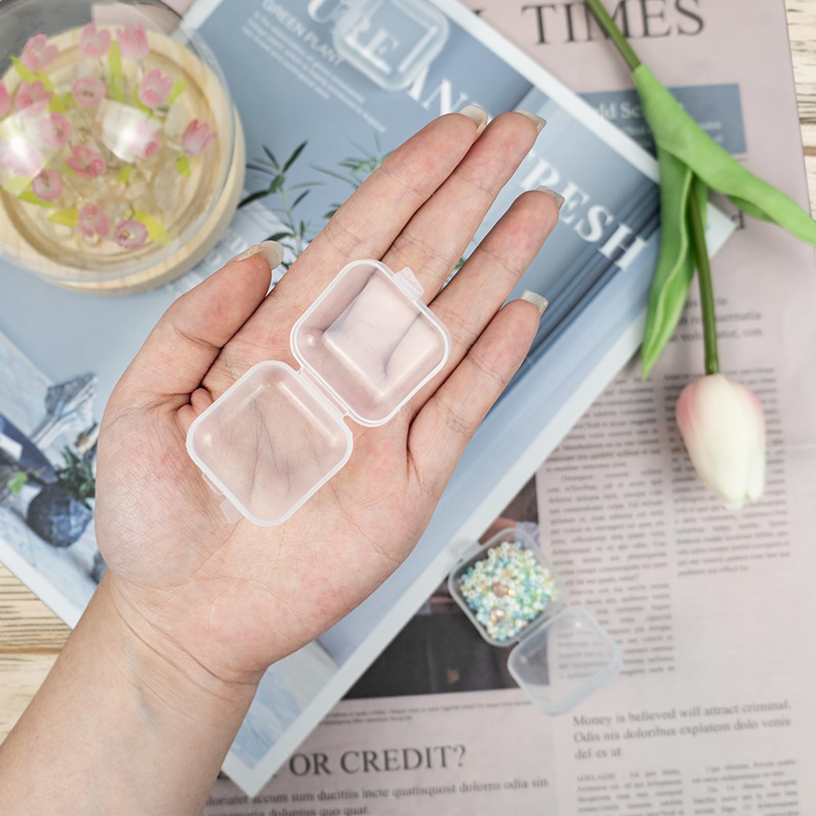 80 pcs Mini Clear Plastic Jewelry Box Earring Storage Box Small Storage Containe