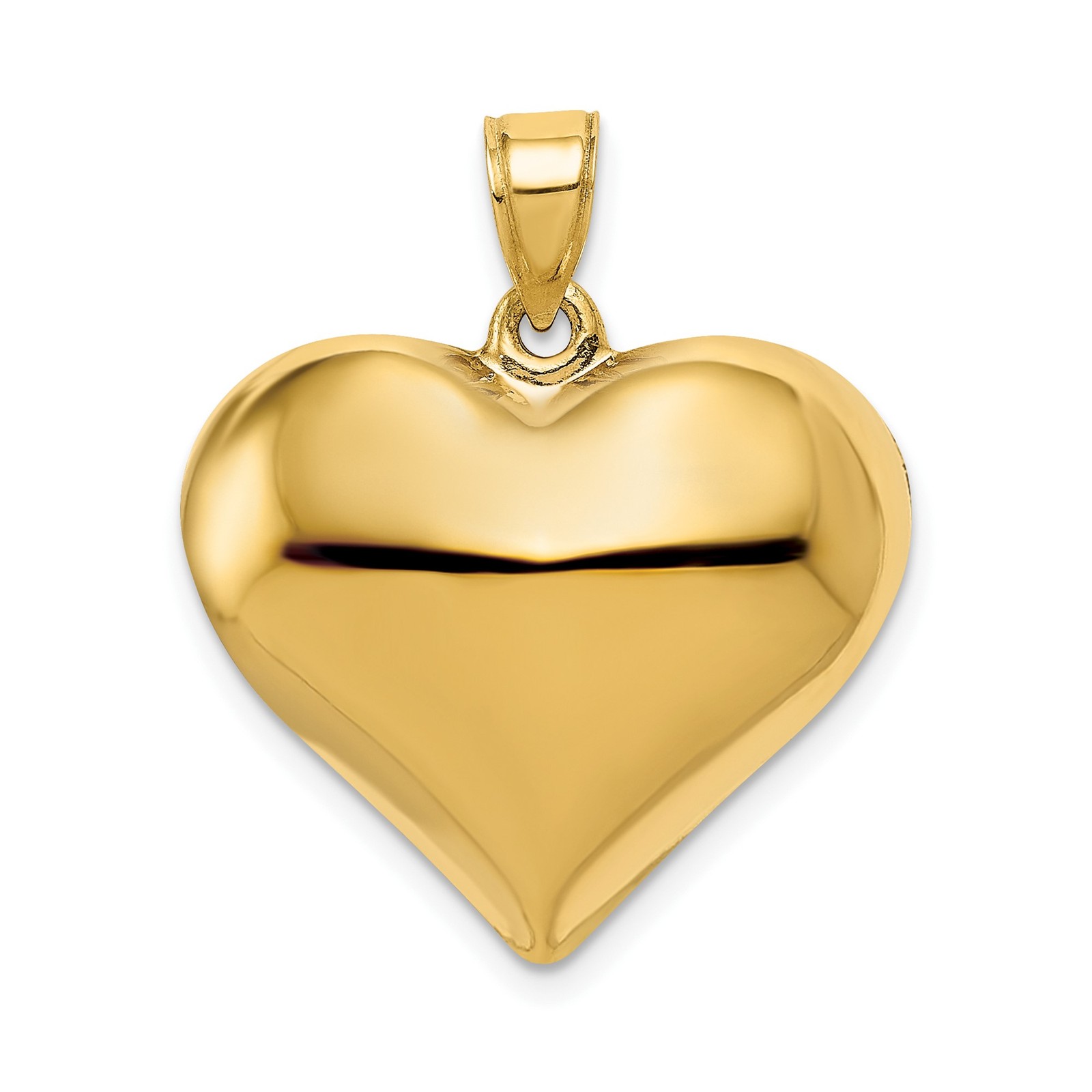 10k Yellow Gold Heart Pendant Charm for Women Smooth Polished Finish Romance
