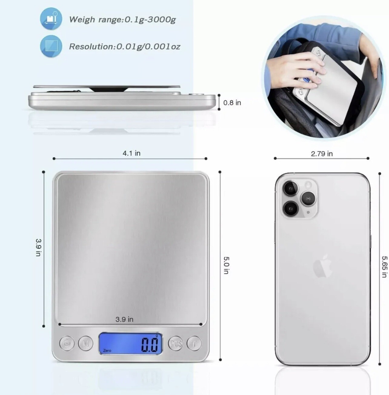 Digital Kitchen Food Scale Weight Balance in Pounds, Grams, Ounces,& KG