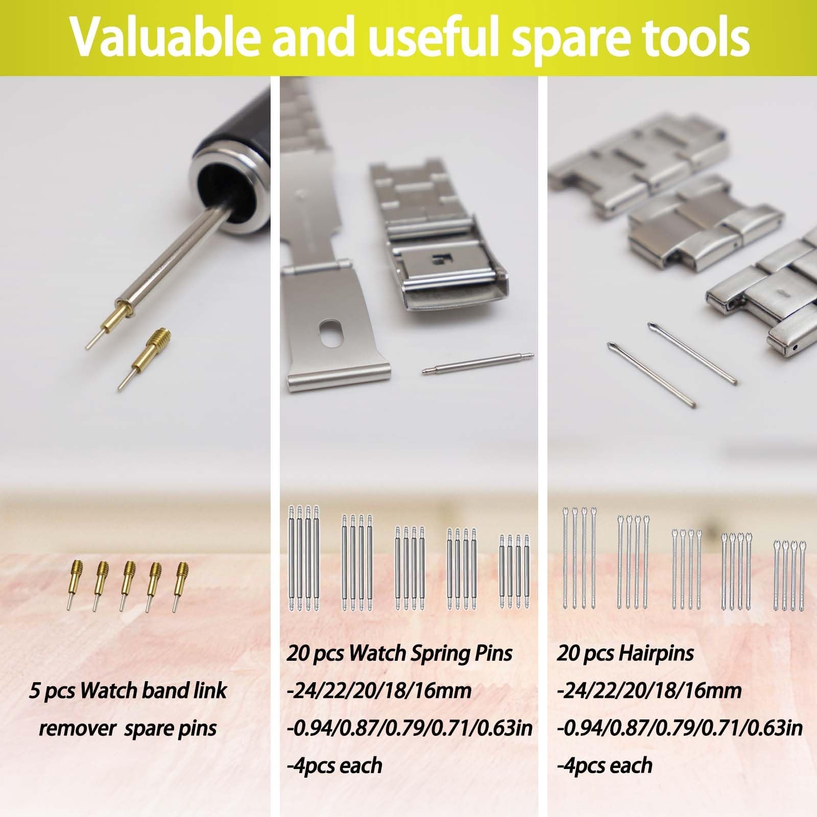 GLDCAPA Watch Link Removal Kit, Band Sizing Tool for Strap Black