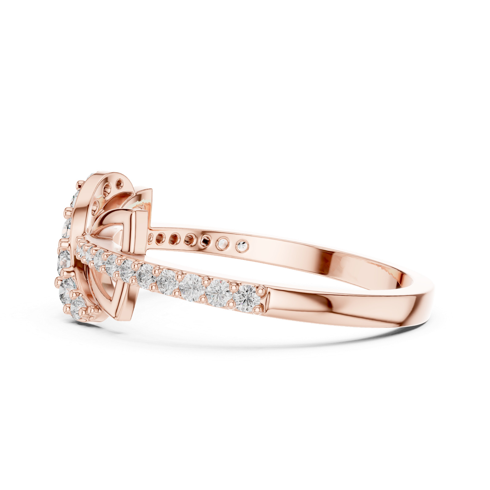 Natural Certified Diamond Prong Set Half Eternity Split Shank Ring 14k Gold Over