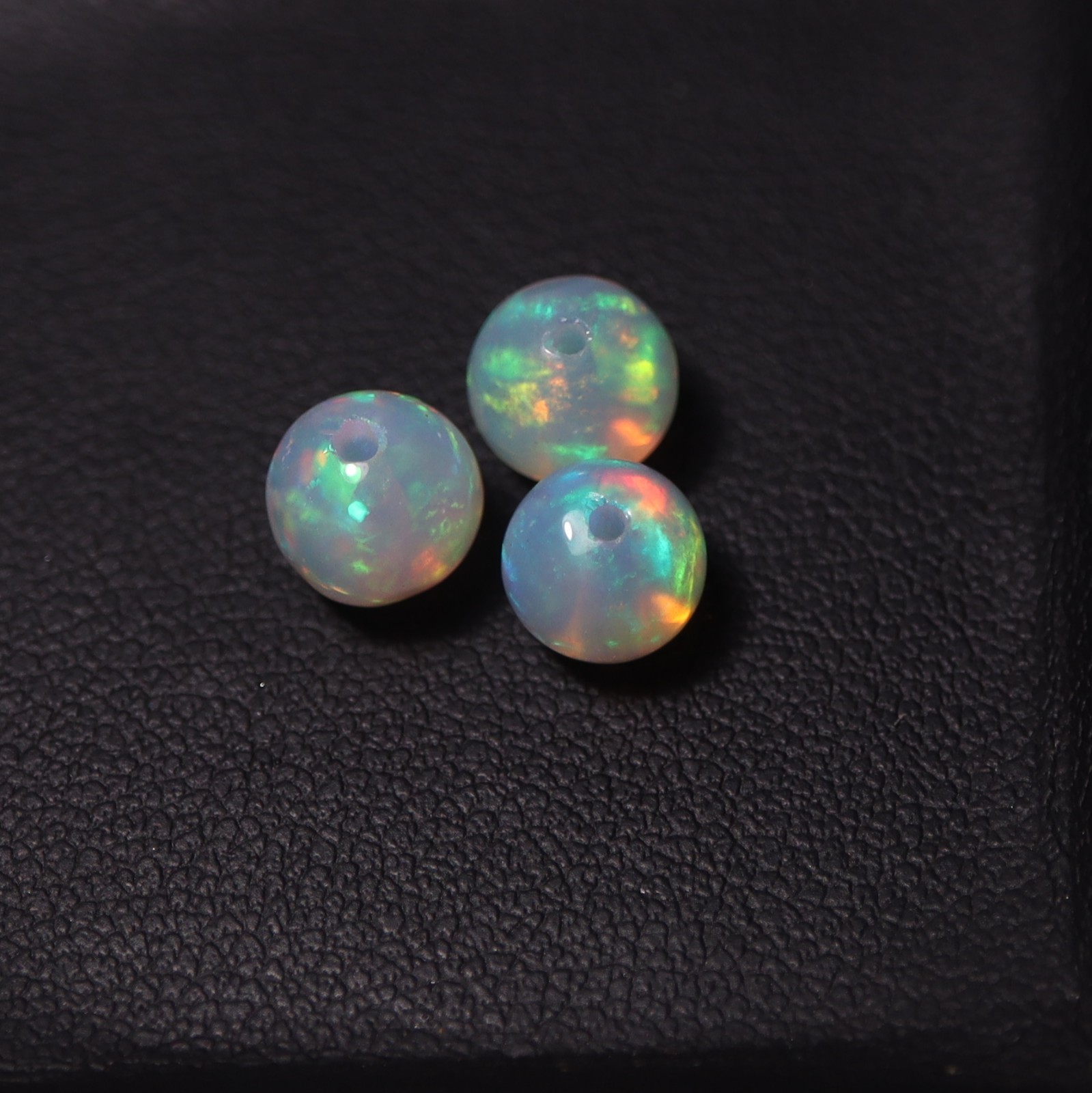 6.5MM Natural AAA Ethiopian Opal Multi Fire Drilled Round Sphere Balls 3 Pcs Lot