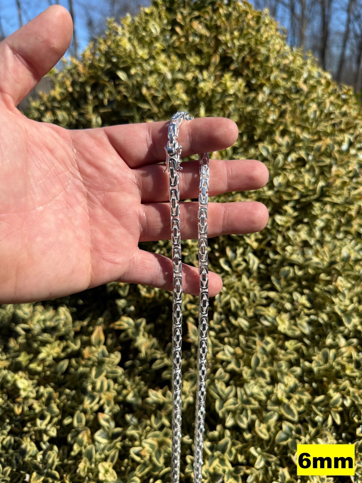 Real Solid 925 Silver Handmade Byzantine Chain Mens Necklace 5mm-10mm Box Clasp