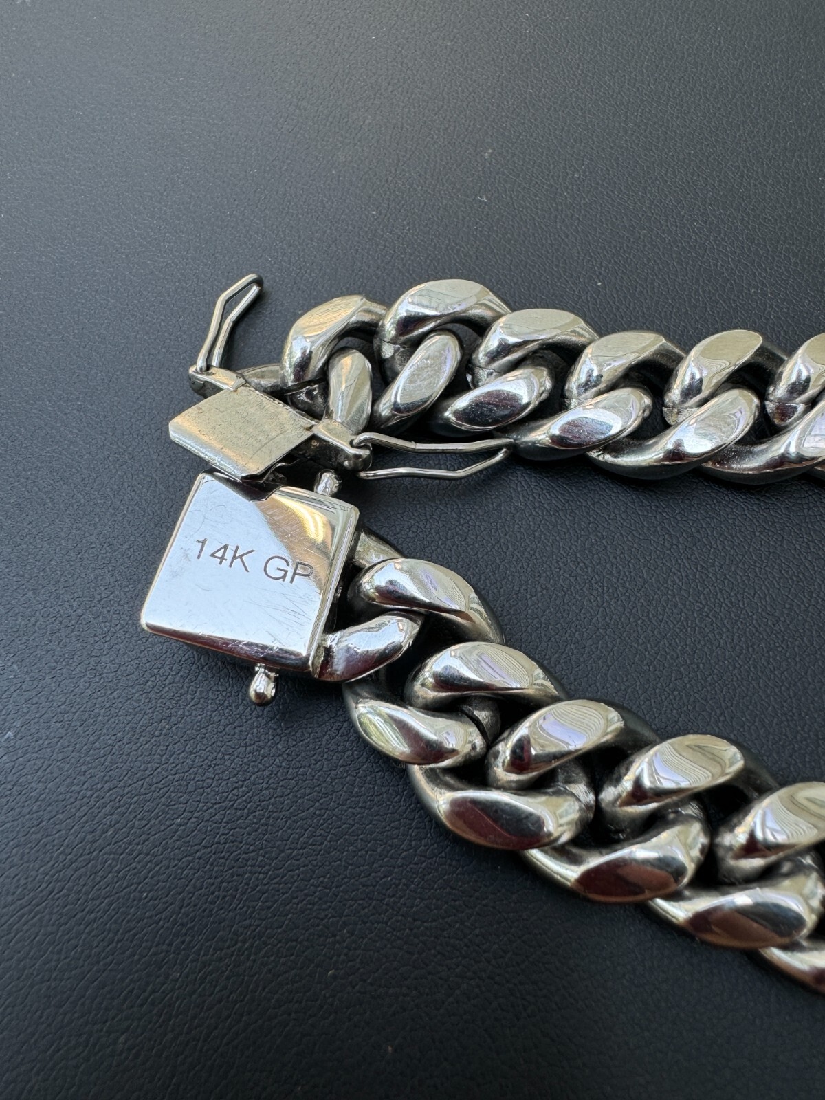 Miami Cuban Link Bracelet White Gold Plated Stainless Steel 4-18mm Mens Ladies