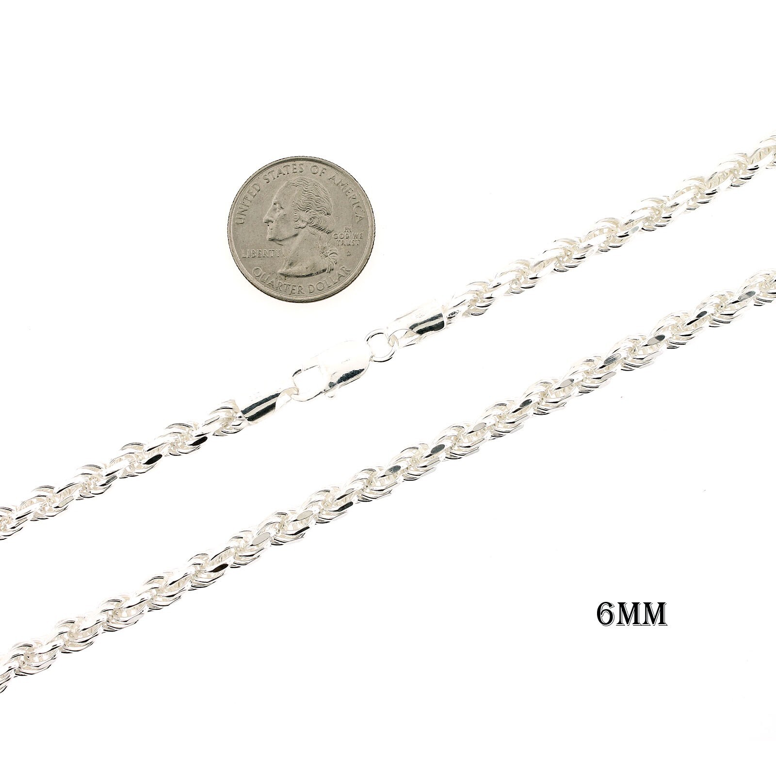 Italian Solid Sterling Silver Rope Link Chain Necklace 925 Silver Chain UNISEX