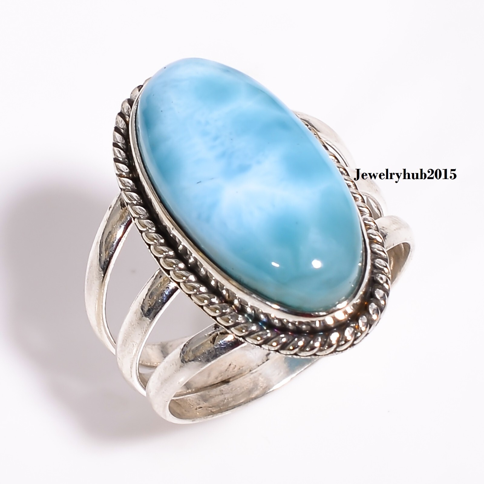 Natural Oval Larimar Gemstone 925 Sterling Silver Larimar Jewelry All Size MO**