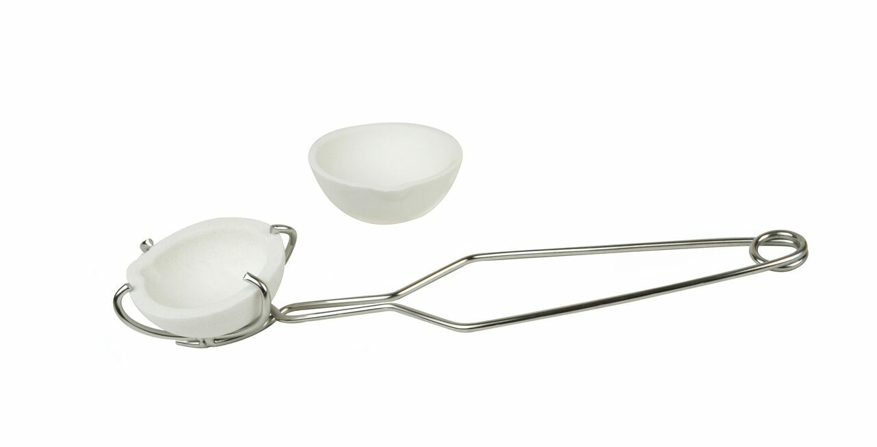 Small Melting Ceramic Crucible Dish Set of 2 with Whip Tongs Metal Casting Tool