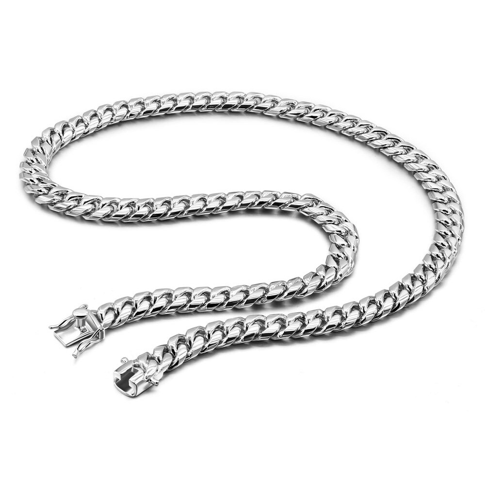 925 Sterling Silver Solid Miami Cuban Link Chain Men’s Necklace 10mm 22″ 24″ 26″