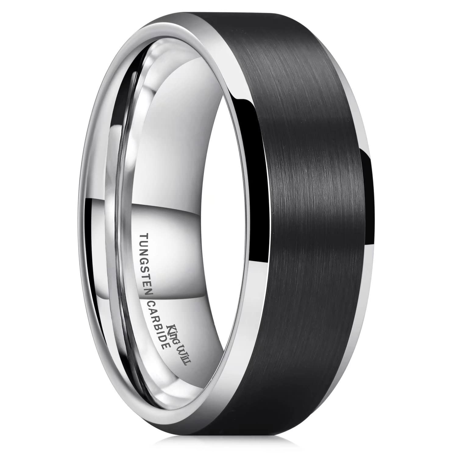 Unisex Tungsten Carbide Wedding Ring – Matte Polished, Beveled Edge, Multiple Co
