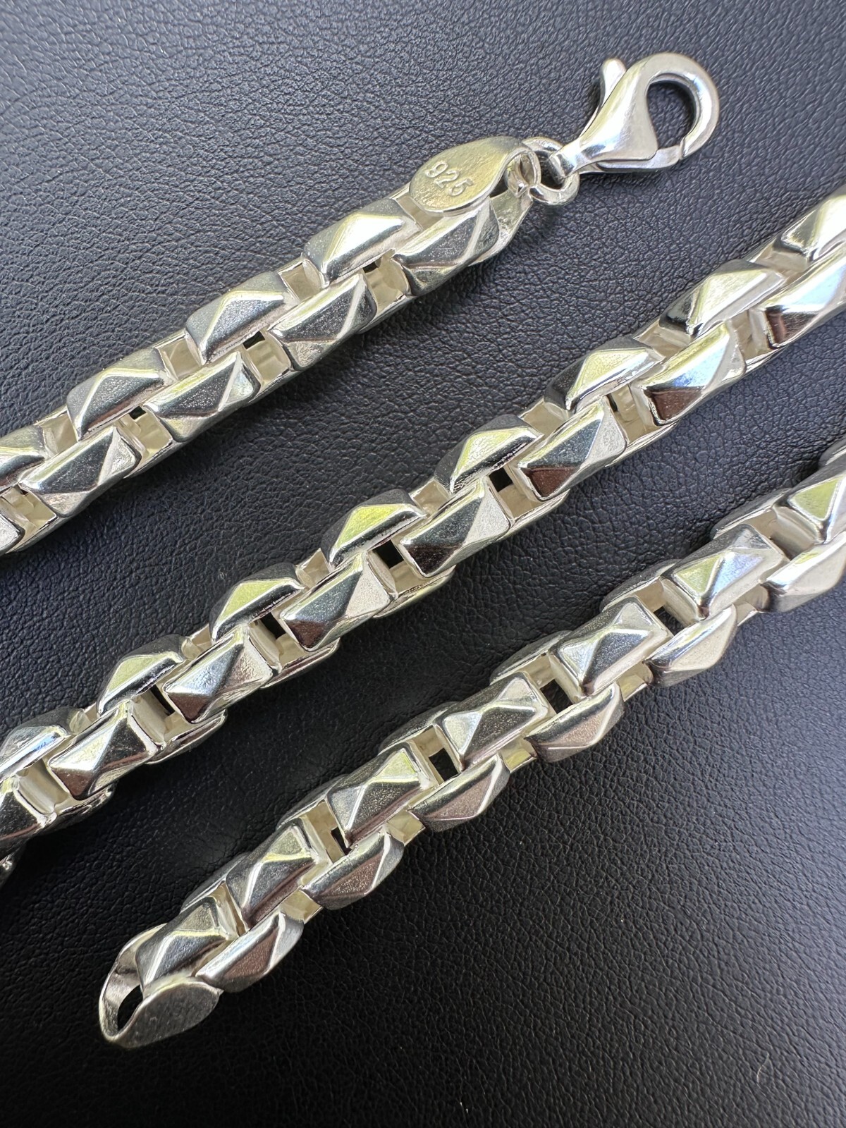 8mm 925 Sterling Silver Men Diamond Cut Rolo Hermes Link Chain Necklace Bracelet
