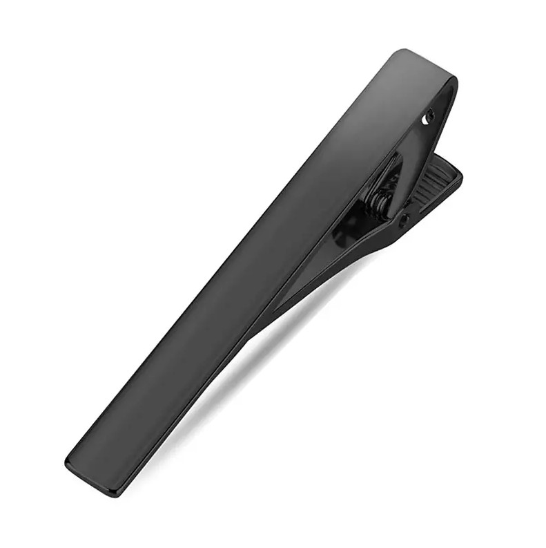 Black Stainless Steel Tie Clip Bar Necktie Silver Mens Clasp Clamp 2.2″ Inches