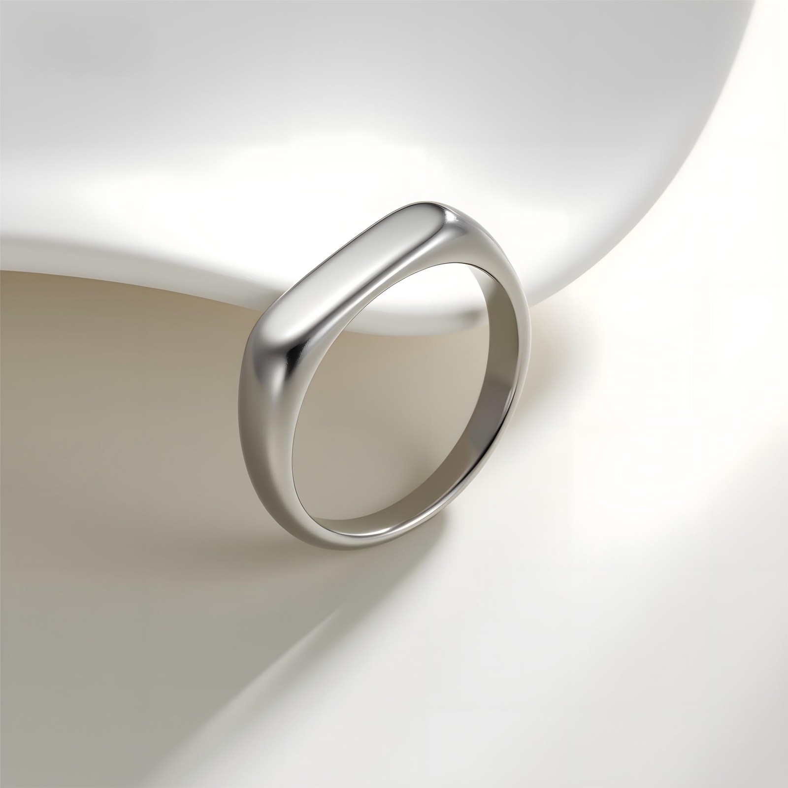 Mens Square Signet Rings Pinky Thumb Biker Ring for Men High Polished Plain W…