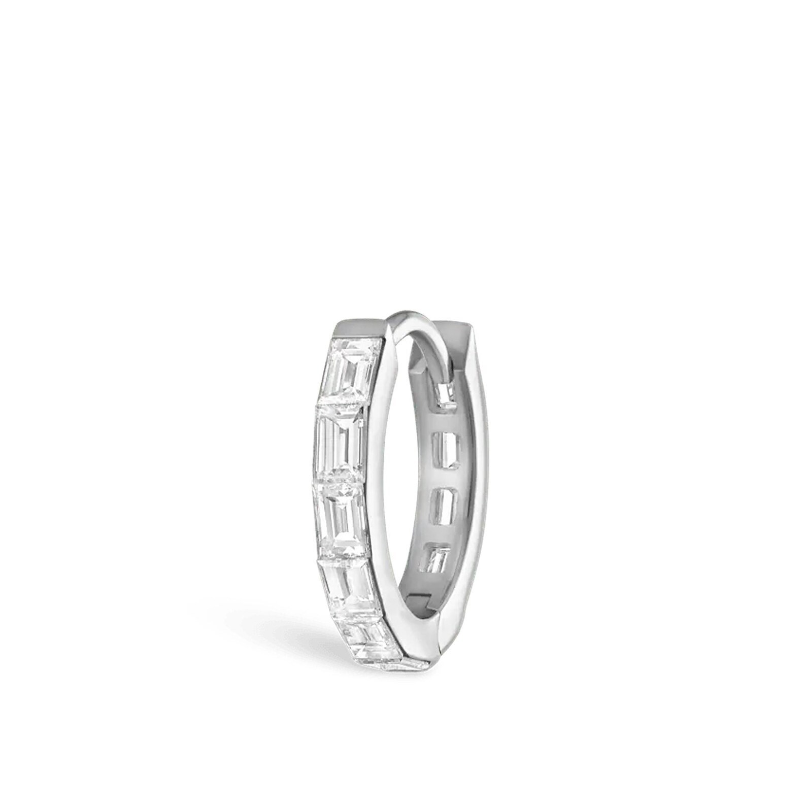 925 Sterling Silver Baguette Moissanite Clicker Hoop Helix Earring