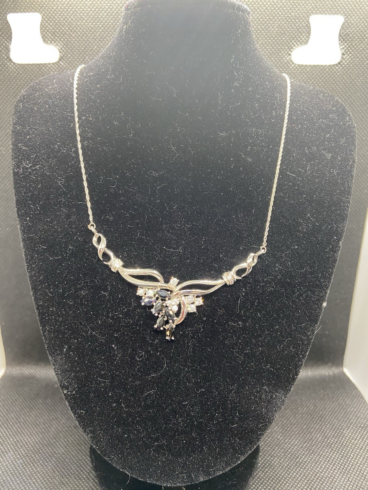 Sterling Silver Spinel & CZ Necklace – In Gift Box- See Description & Photos