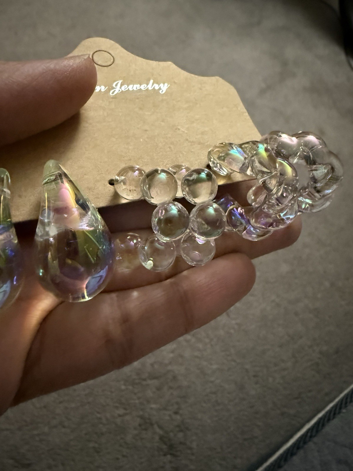 Iridescent Hoops Holographic Lucite Acrylic Transparent Retro Earrings Lot