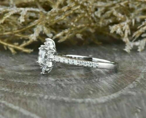 2Ct Round Cut Lab Created Moissanite Engagement Ring 14K White Gold Plated
