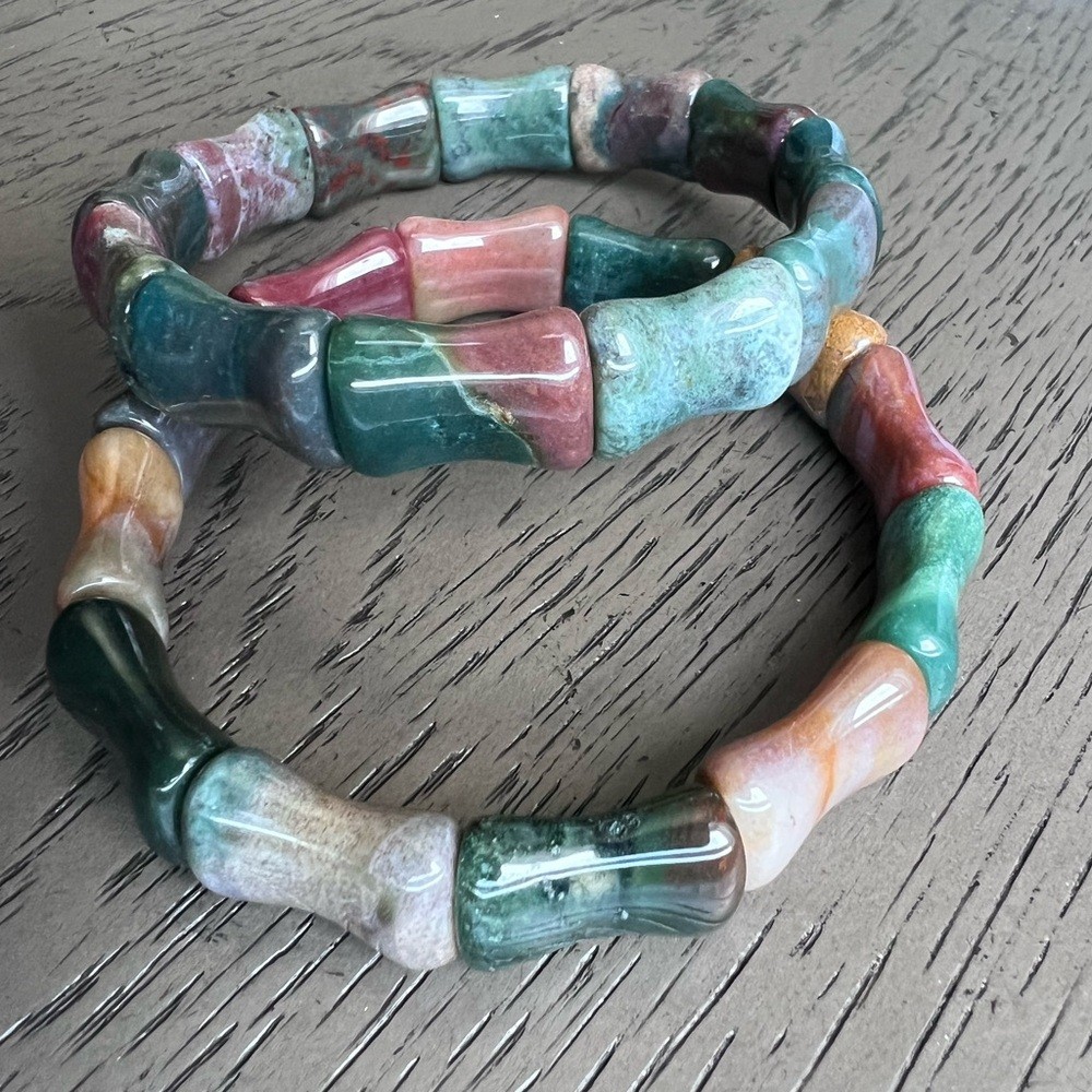 Ocean jasper bamboo soft bangle 7-7.5’