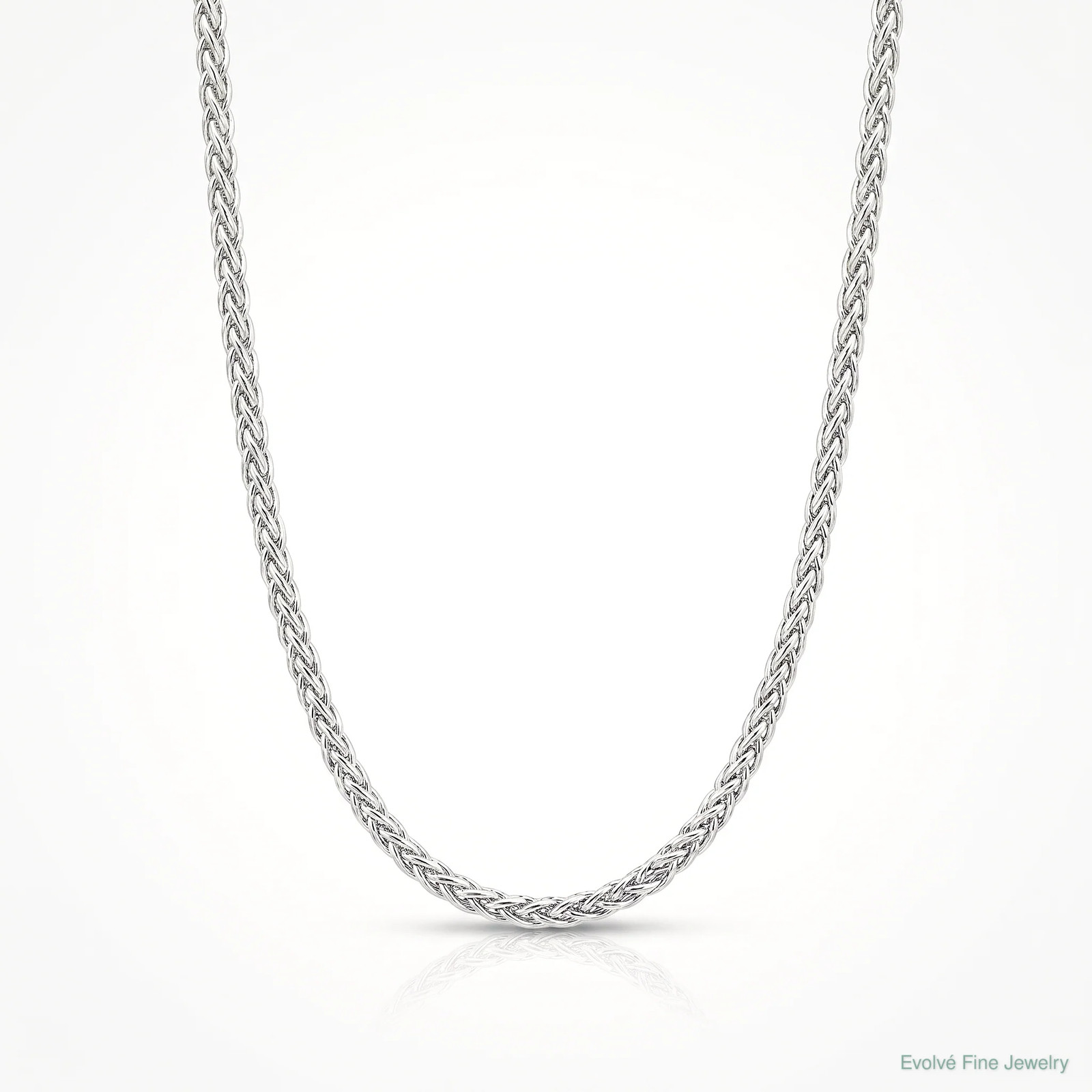 14K White Gold Adjustable 1mm Wheat Chain Necklace 22″-30″