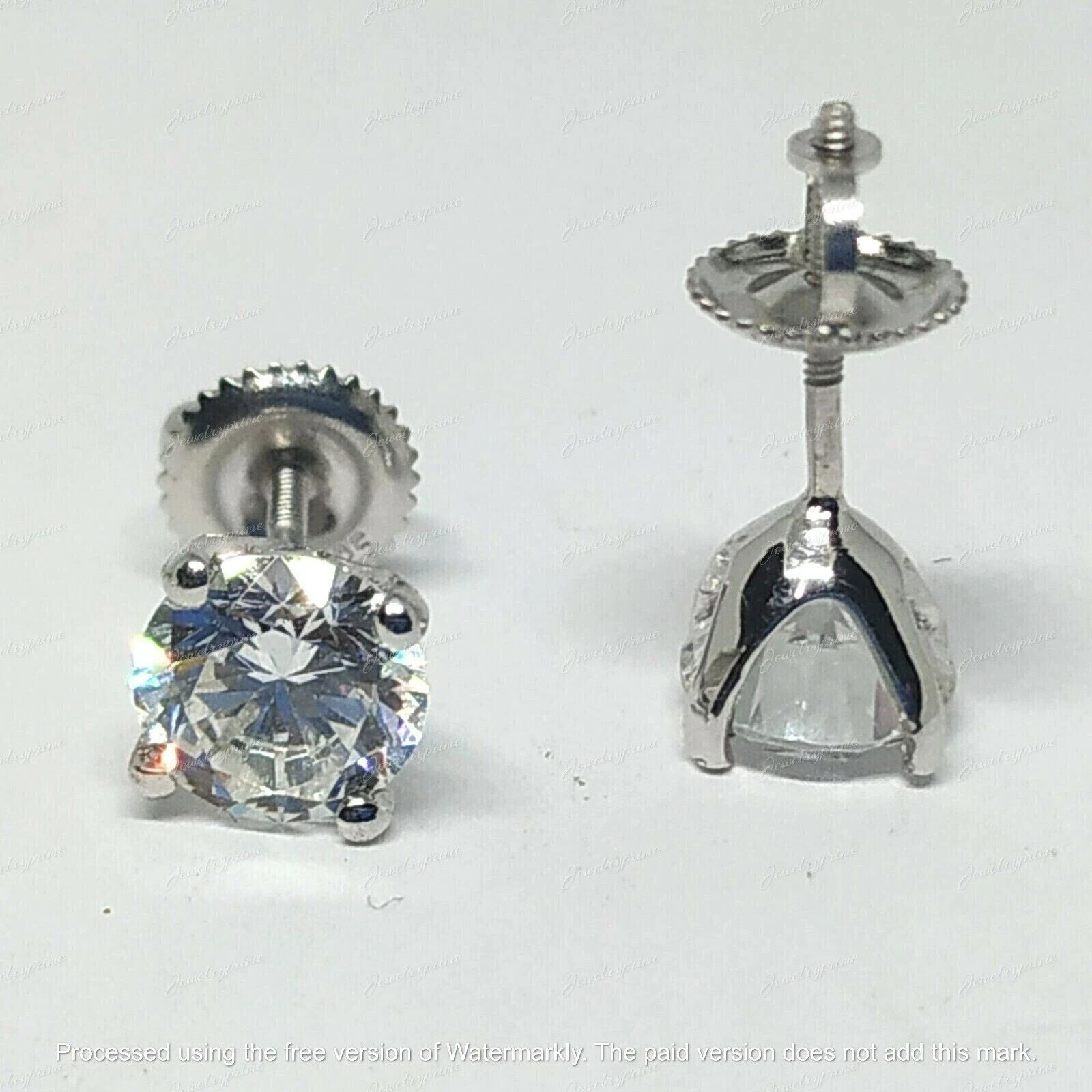 1.50t Round Lab Created Diamond Solitaire Stud Earrings 14K White Gold Finish