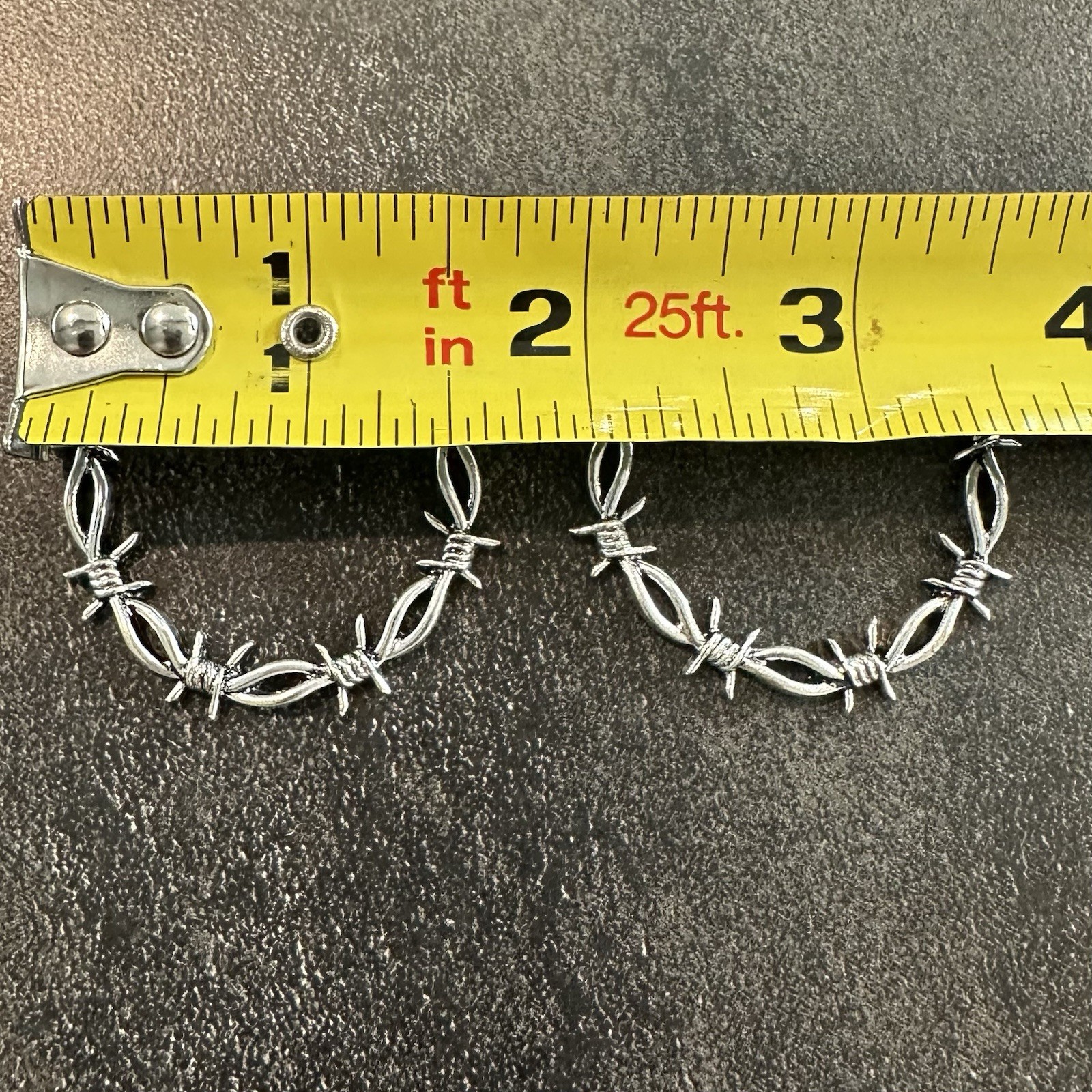 Barbed Wire Silver Tone Hoop Pierced Earrings