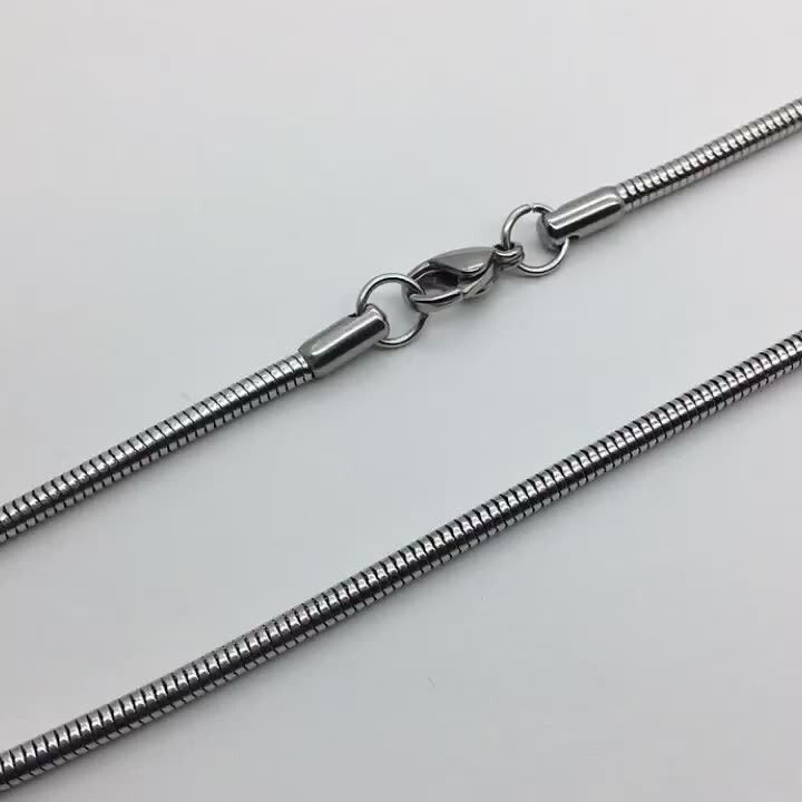 DIY Stainless Steel Silver Round Snake Pendant Chain Necklace Women Men 16-30”