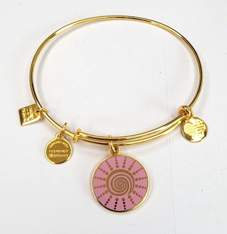 ALEX AND ANI Spiral Sun Charm Bangle Bracelet Gold-Tone Expandable 7-9 in