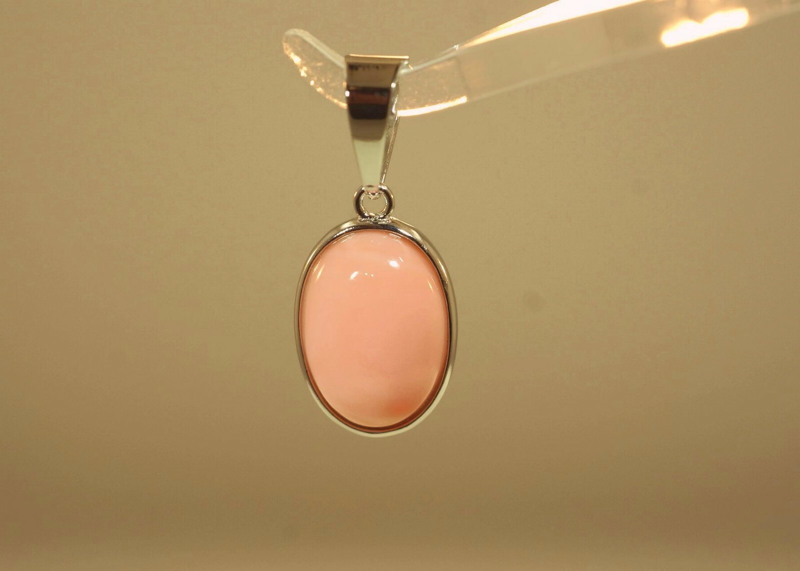 11.5MM SOLID 925 SILVER 10X14MM 4.0CTS GENUINE NATURAL OVAL PINK CORAL PENDANT