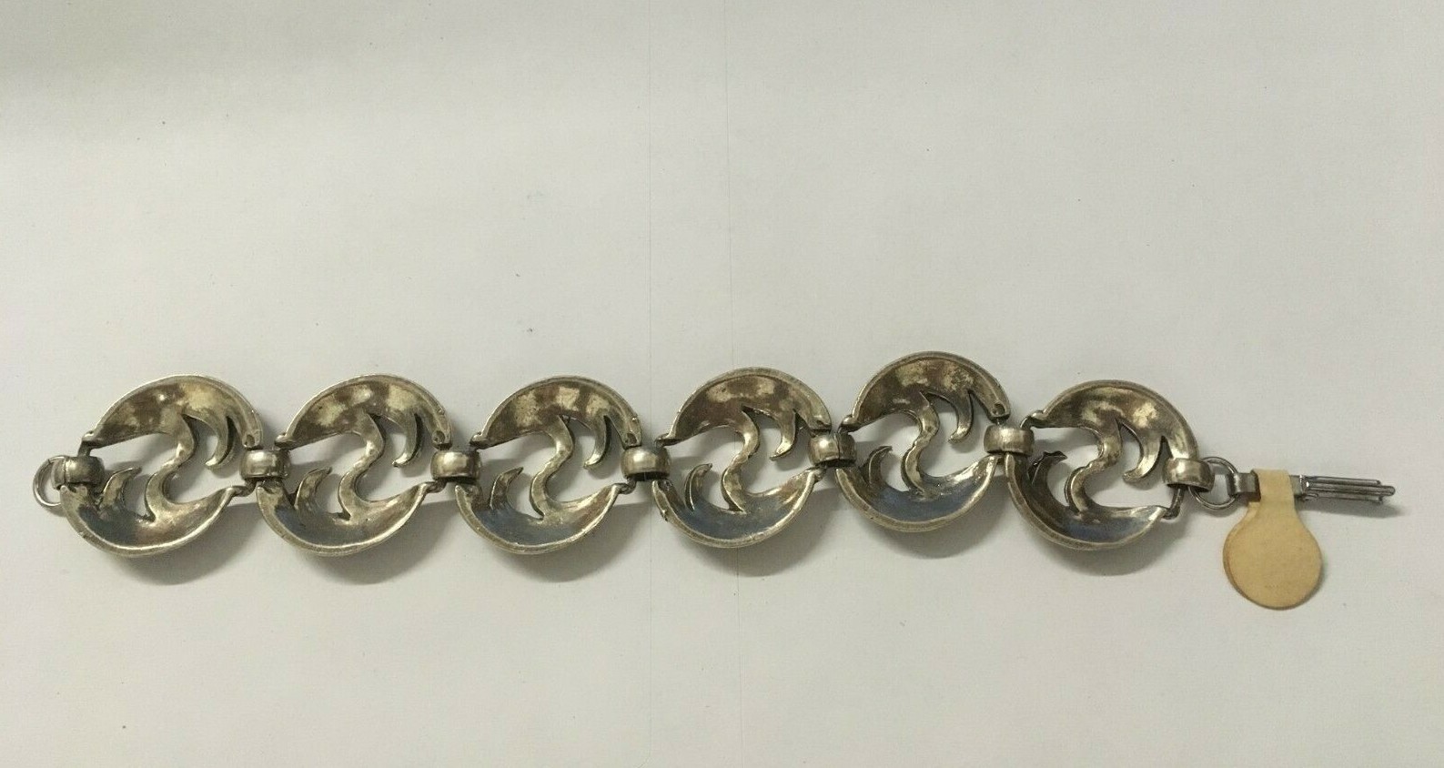 Vintage Silver Tone Swirl Link Bracelet Genuine Silver Plate 7″ x 1″ Wide