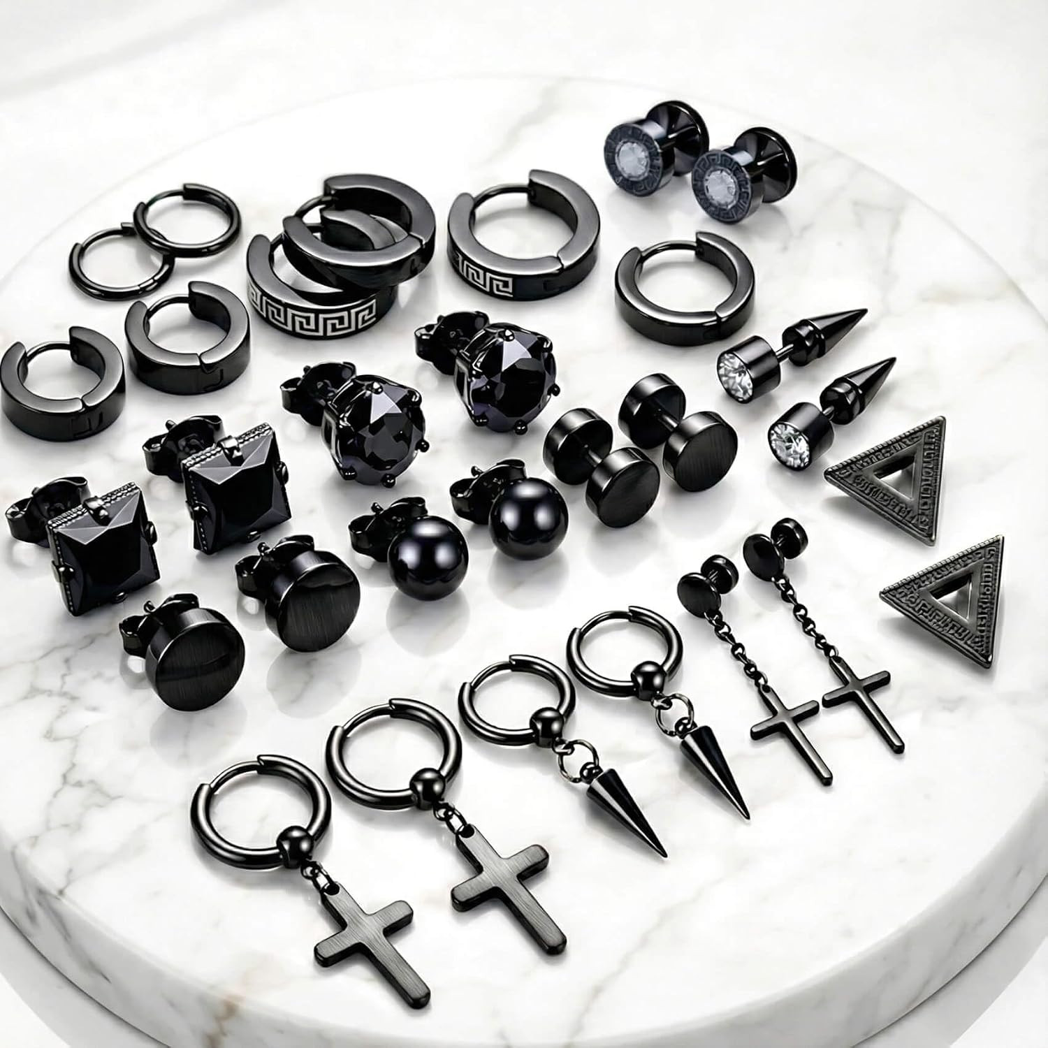 15 Pairs Earrings for Men, Stainless Steel Earrings Stud Kit for Men Women Fashi
