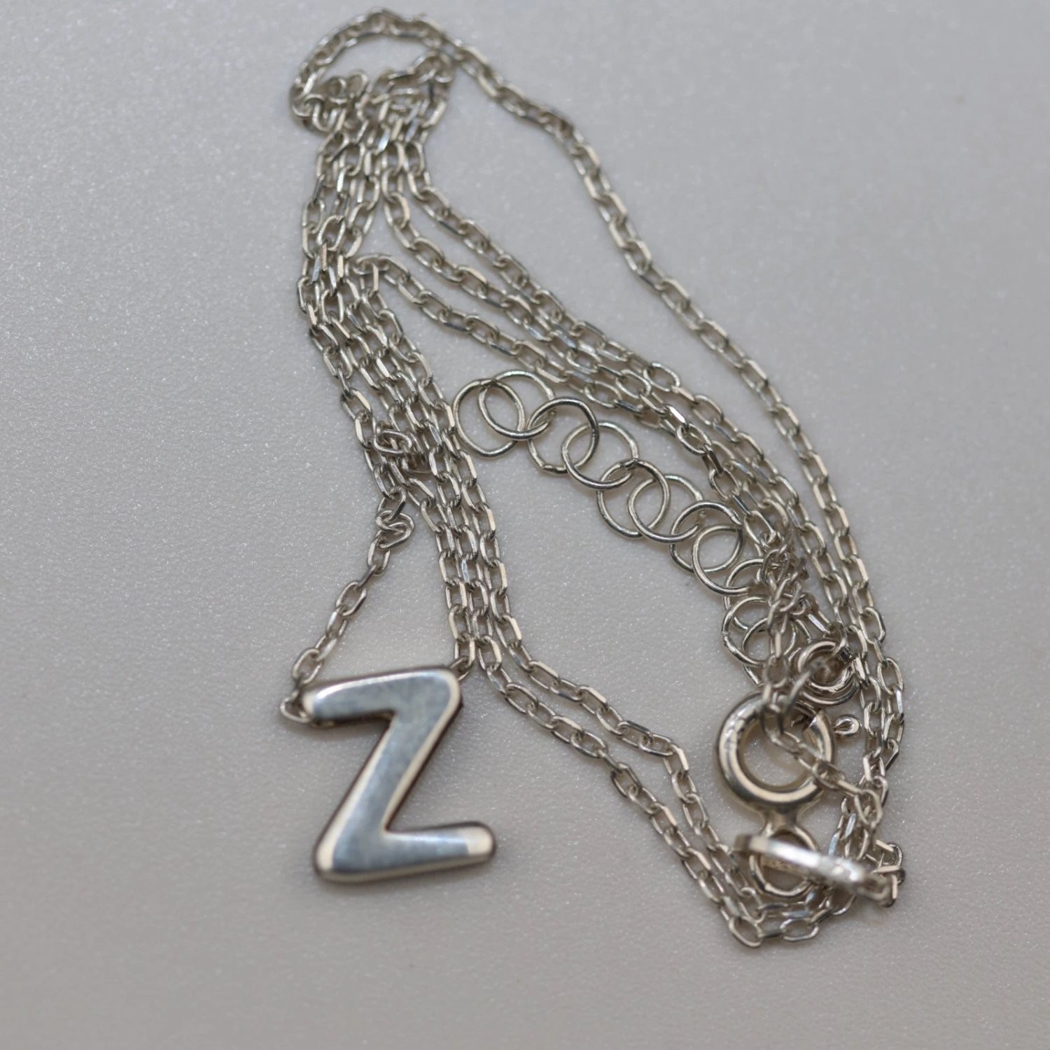 Sterling Silver Initial Z Pendant Necklace 18 Inch Cable Chain 925 Minimalist