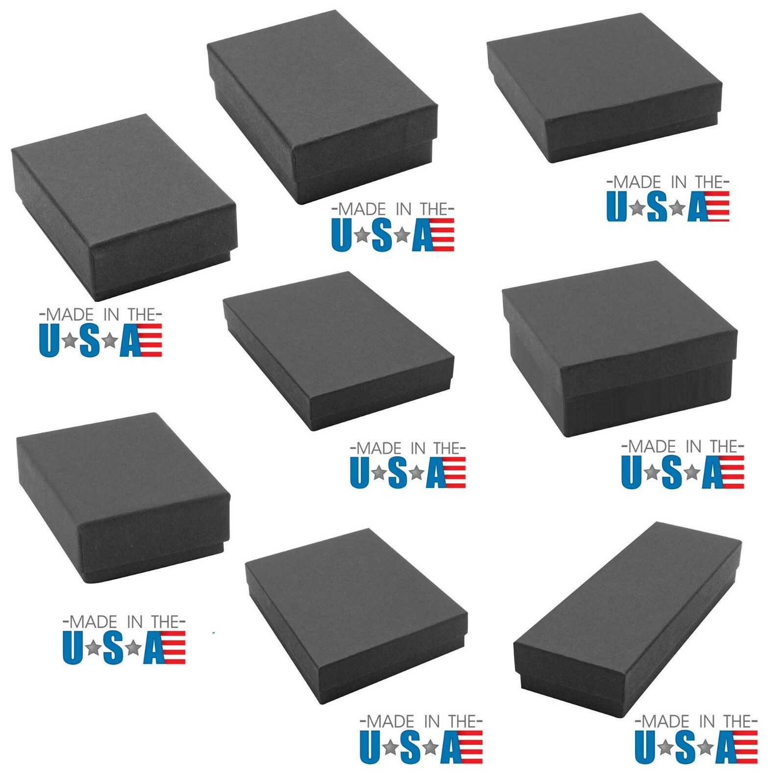 Bulk Matte Black Paper Cotton Filled Jewelry Gift Packaging Boxes