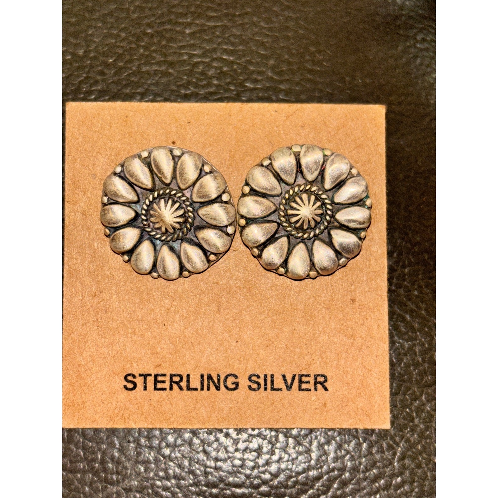 Sterling Silver Concho Design Southwestern Post Earings
